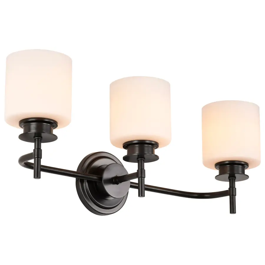 Warren 3-Light Vanity in Gun Metal with Satin White Glass - Image 8