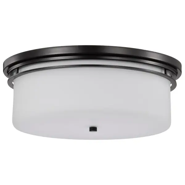 Warren 15" Flush Mount in Gun Metal with Satin White Glass - Image 1