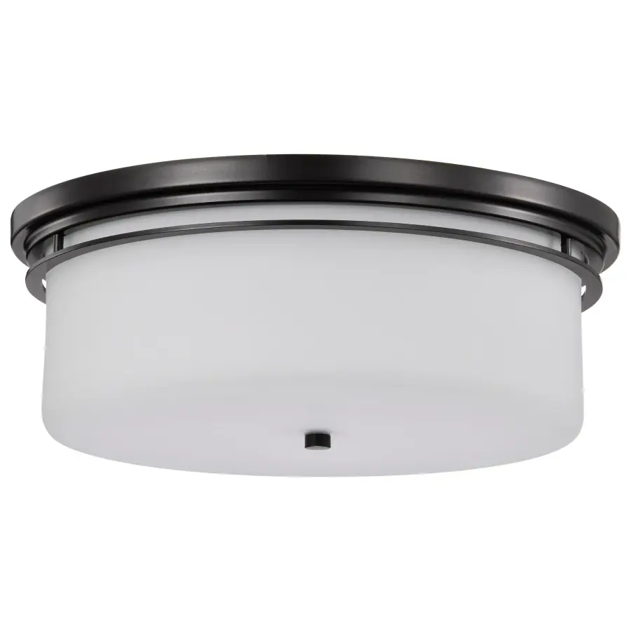 Warren 15" Flush Mount in Gun Metal with Satin White Glass - Image 1