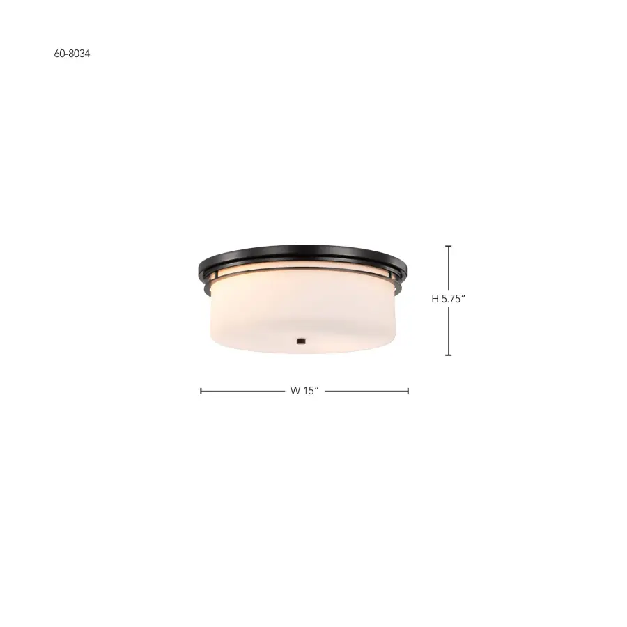 Warren 15" Flush Mount in Gun Metal with Satin White Glass - Image 13