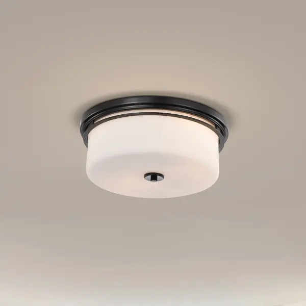 Warren 15" Flush Mount in Gun Metal with Satin White Glass - Image 3