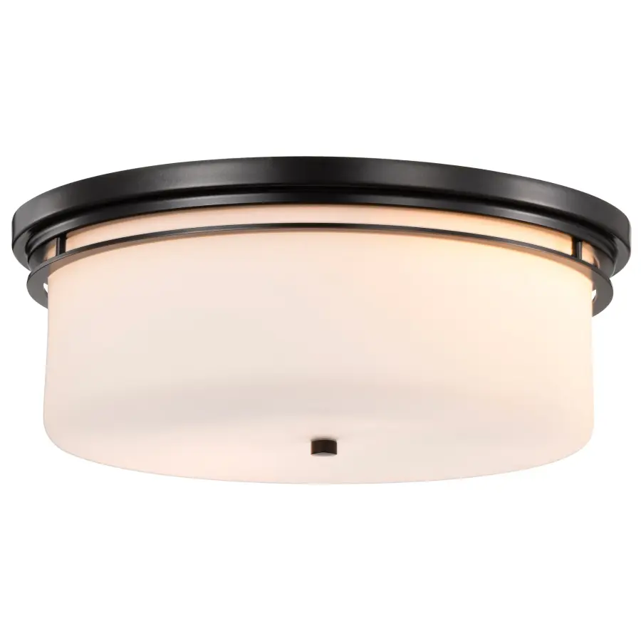 Warren 15" Flush Mount in Gun Metal with Satin White Glass - Image 4