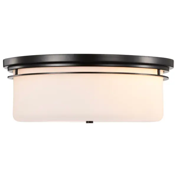 Warren 15" Flush Mount in Gun Metal with Satin White Glass - Image 6