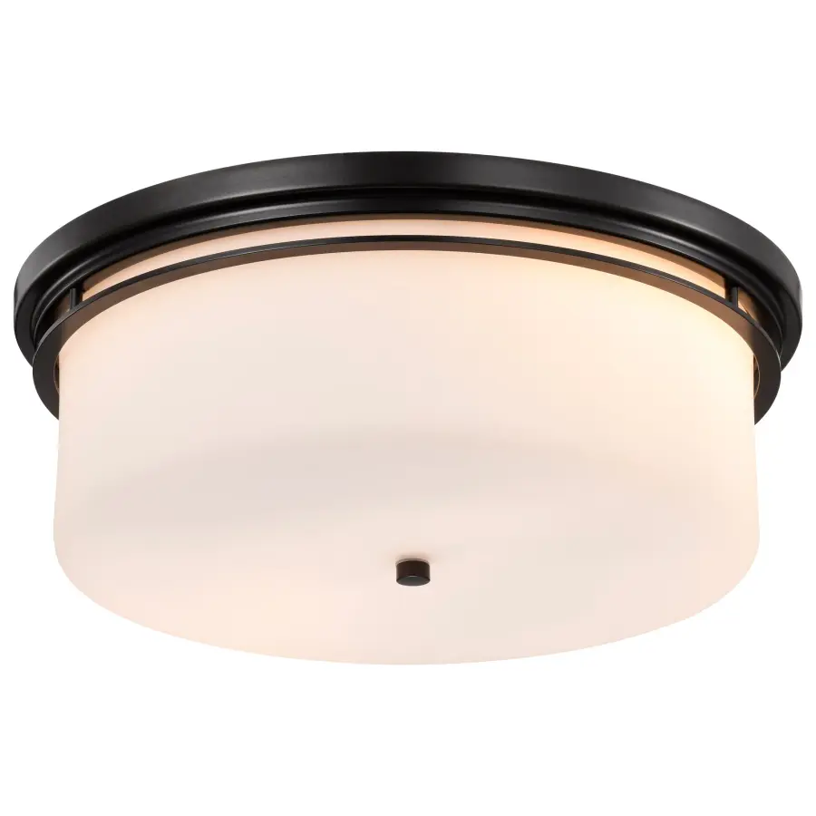 Warren 15" Flush Mount in Gun Metal with Satin White Glass - Image 8
