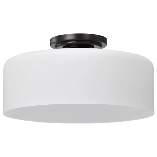 Warren 13" Semi Flush Mount in Gun Metal with Satin White Glass - Image 1