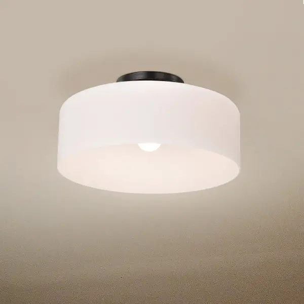 Warren 13" Semi Flush Mount in Gun Metal with Satin White Glass - Image 3