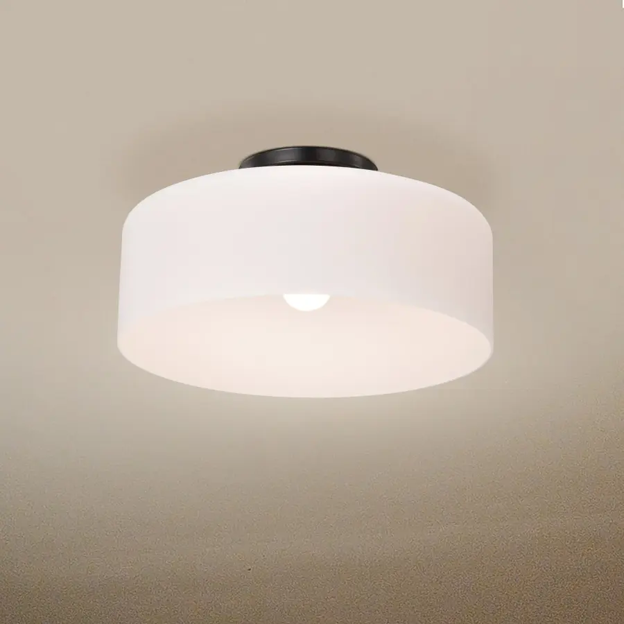 Warren 13" Semi Flush Mount in Gun Metal with Satin White Glass - Image 3