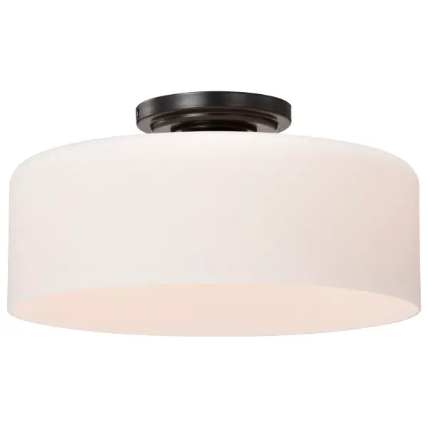 Warren 13" Semi Flush Mount in Gun Metal with Satin White Glass - Image 4