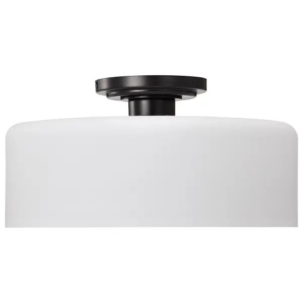 Warren 13" Semi Flush Mount in Gun Metal with Satin White Glass - Image 5