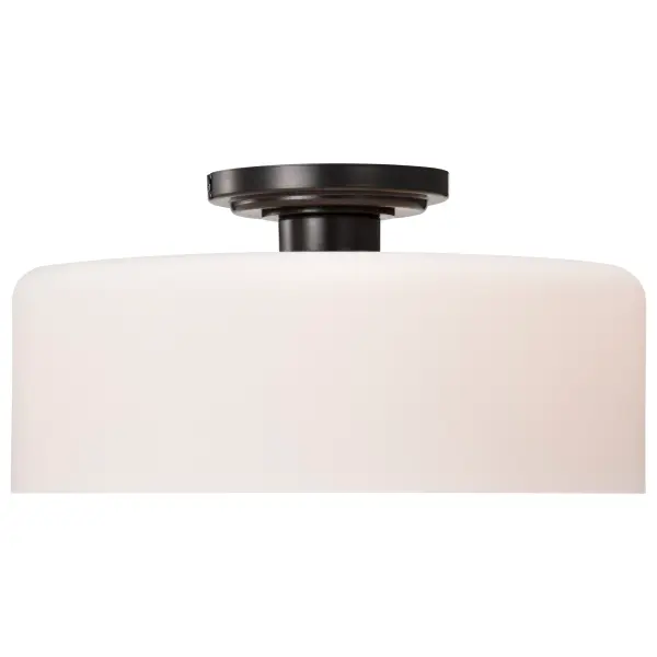 Warren 13" Semi Flush Mount in Gun Metal with Satin White Glass - Image 6