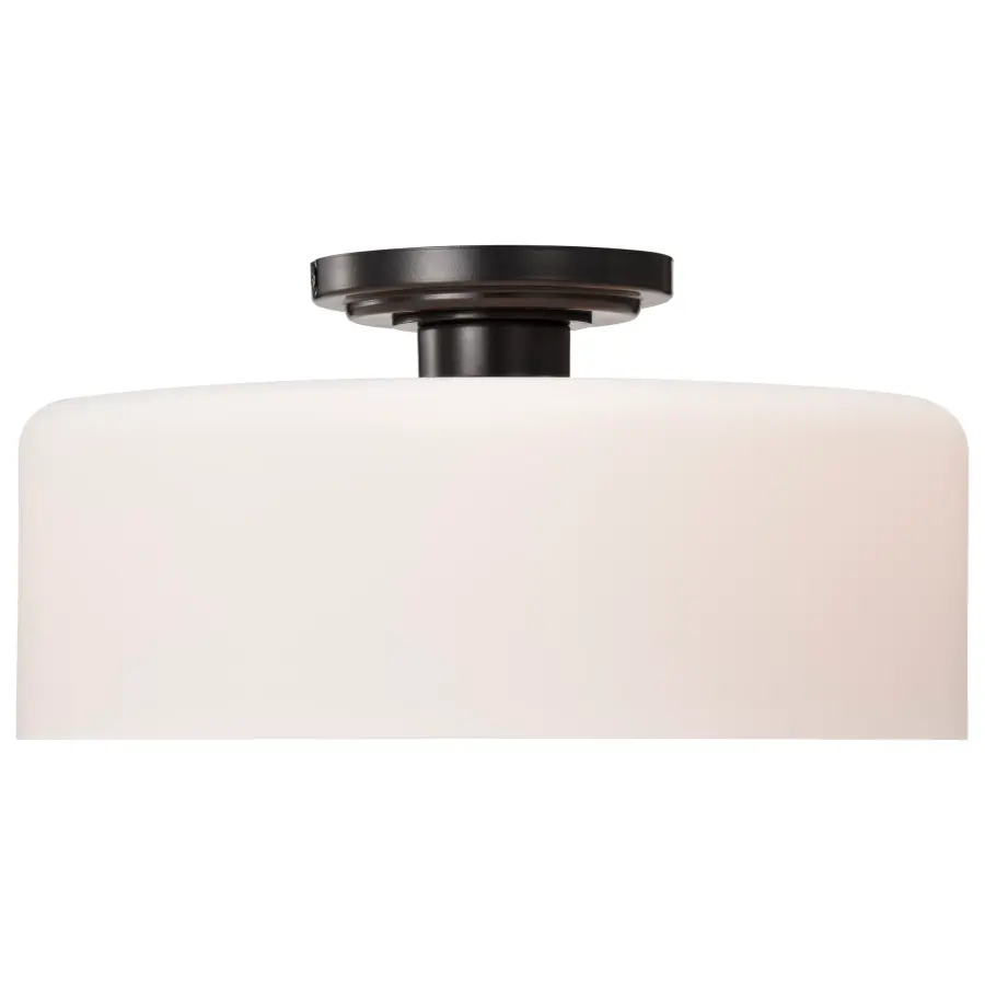 Warren 13" Semi Flush Mount in Gun Metal with Satin White Glass - Image 6