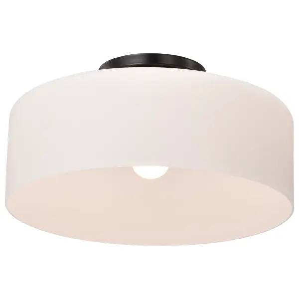 Warren 13" Semi Flush Mount in Gun Metal with Satin White Glass - Image 8