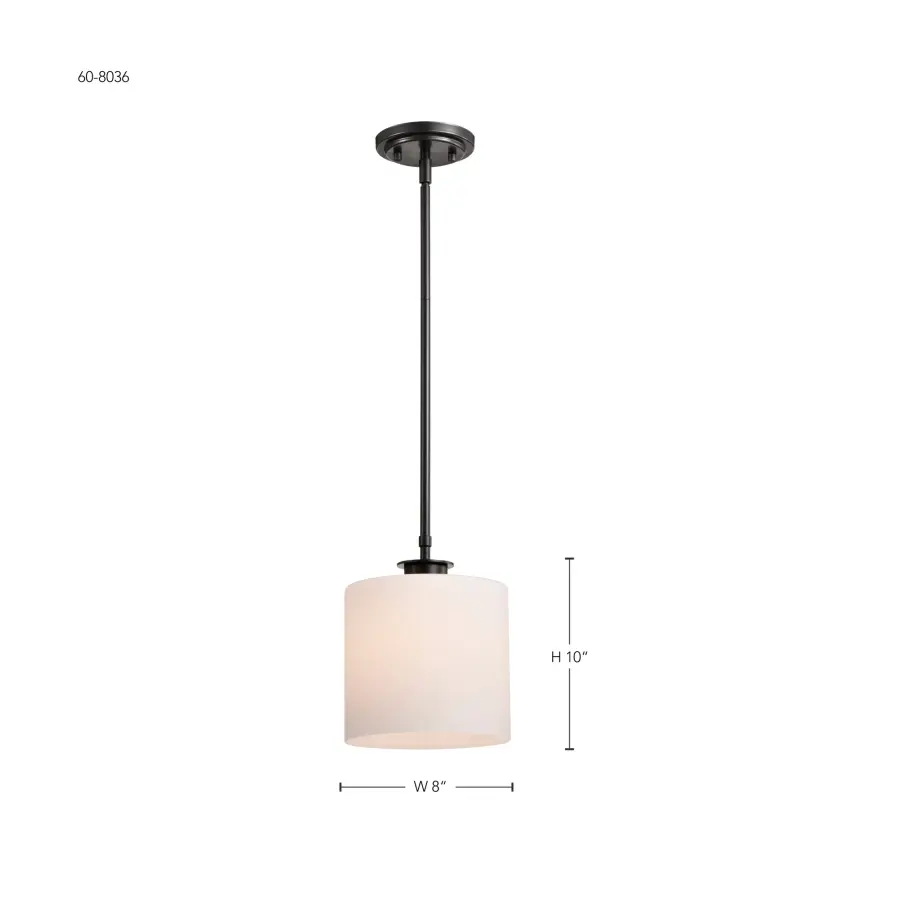 Warren 8-Inch Pendant in Gun Metal with Satin White Glass - Image 15