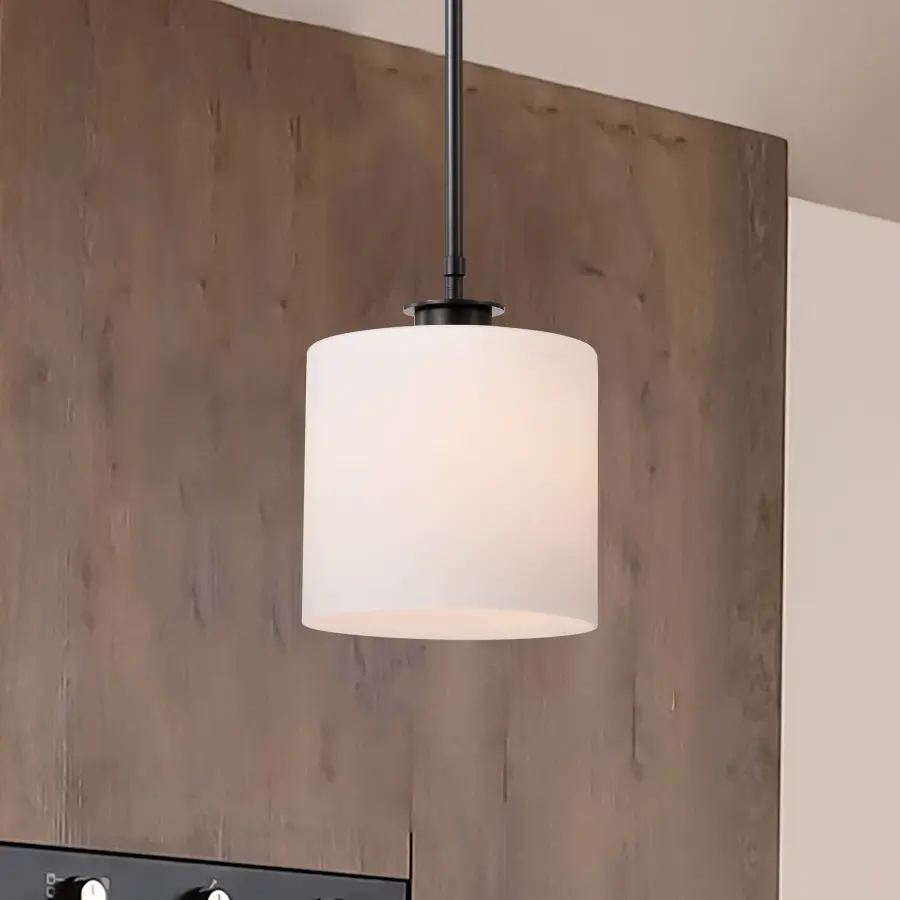Warren 8-Inch Pendant in Gun Metal with Satin White Glass - Image 5