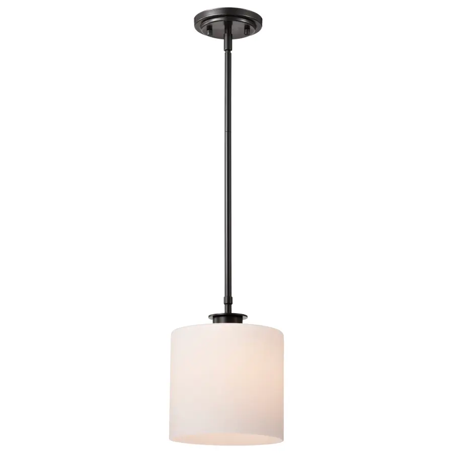 Warren 8-Inch Pendant in Gun Metal with Satin White Glass - Image 6