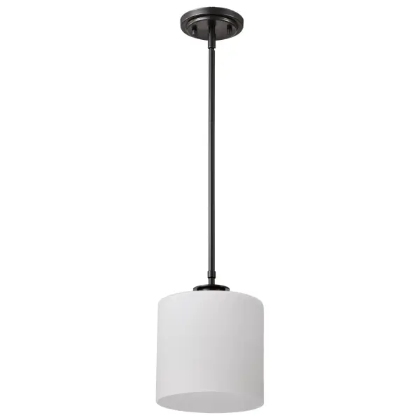 Warren 8-Inch Pendant in Gun Metal with Satin White Glass - Image 7