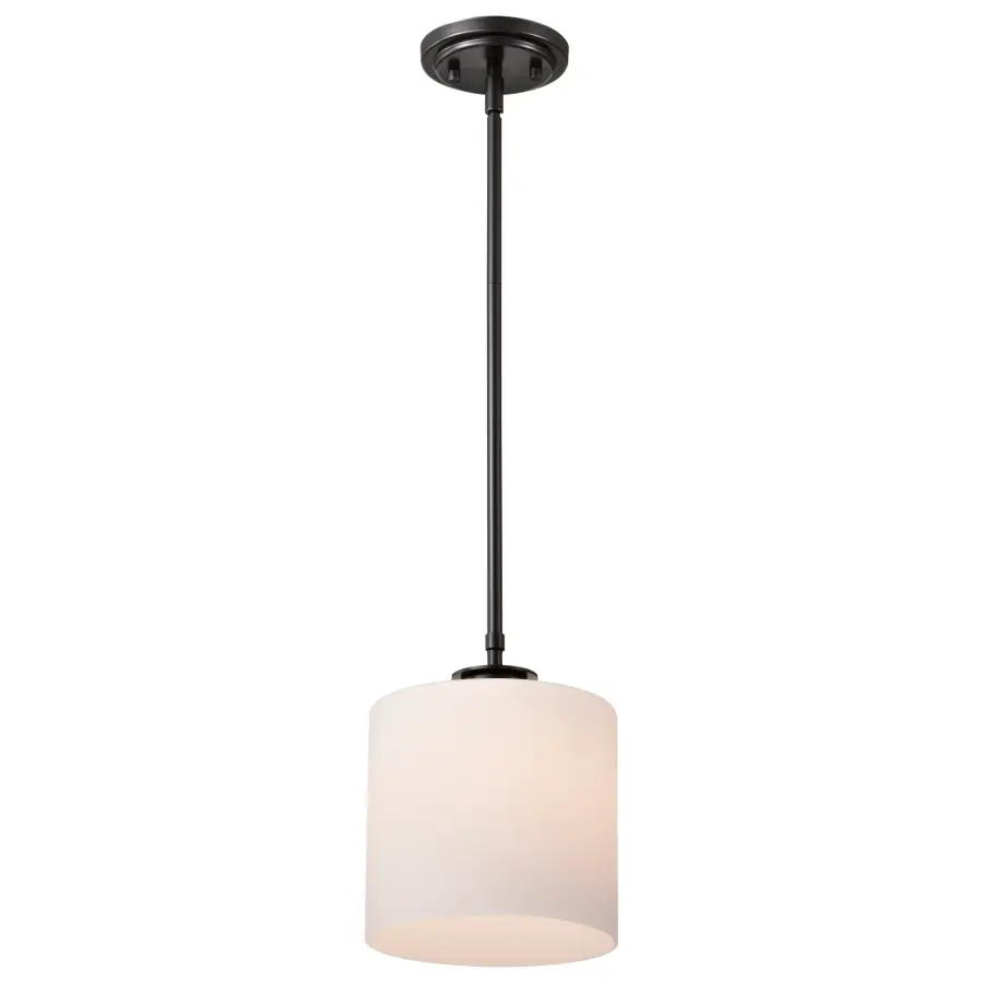 Warren 8-Inch Pendant in Gun Metal with Satin White Glass - Image 8