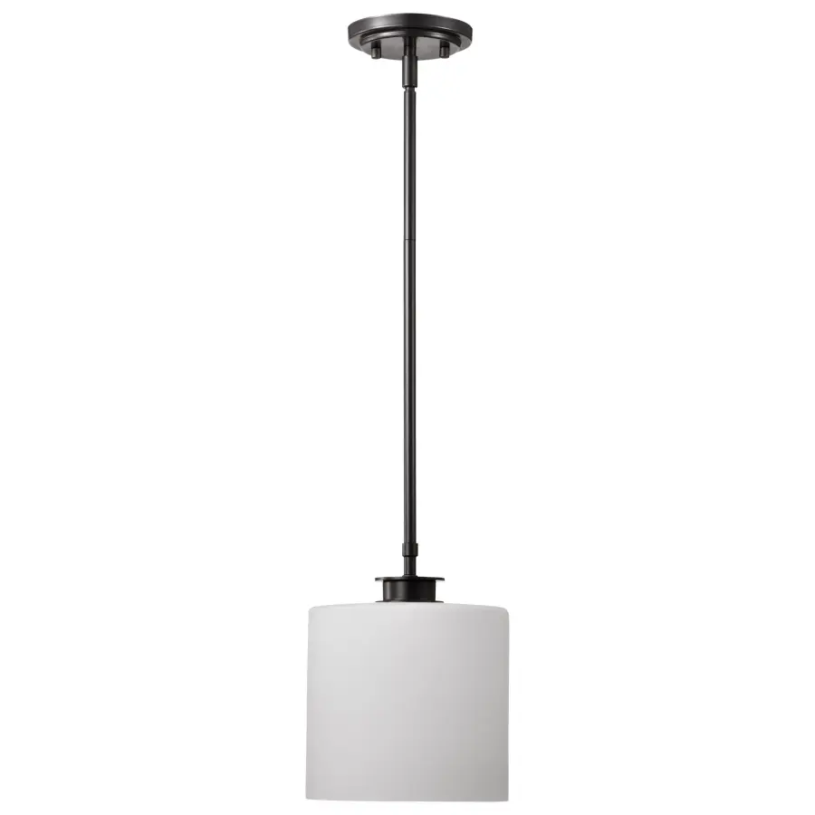 Warren 8-Inch Pendant in Gun Metal with Satin White Glass - Image 9