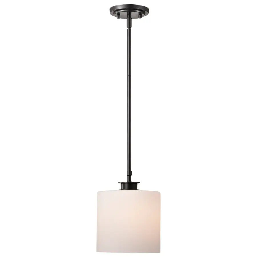 Warren 8-Inch Pendant in Gun Metal with Satin White Glass - Image 10