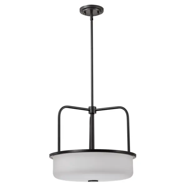 Warren 17" Pendant in Gun Metal with Satin White Glass - Image 1