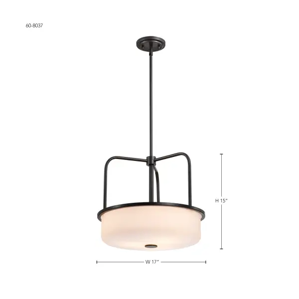 Warren 17" Pendant in Gun Metal with Satin White Glass - Image 16