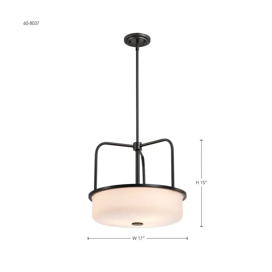 Warren 17" Pendant in Gun Metal with Satin White Glass - Image 16