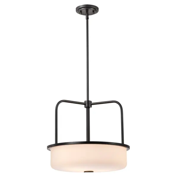 Warren 17" Pendant in Gun Metal with Satin White Glass - Image 4