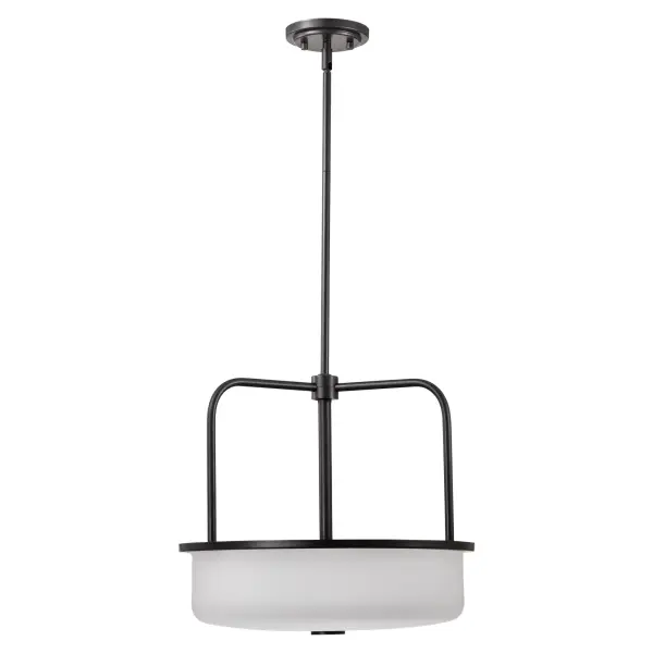 Warren 17" Pendant in Gun Metal with Satin White Glass - Image 5