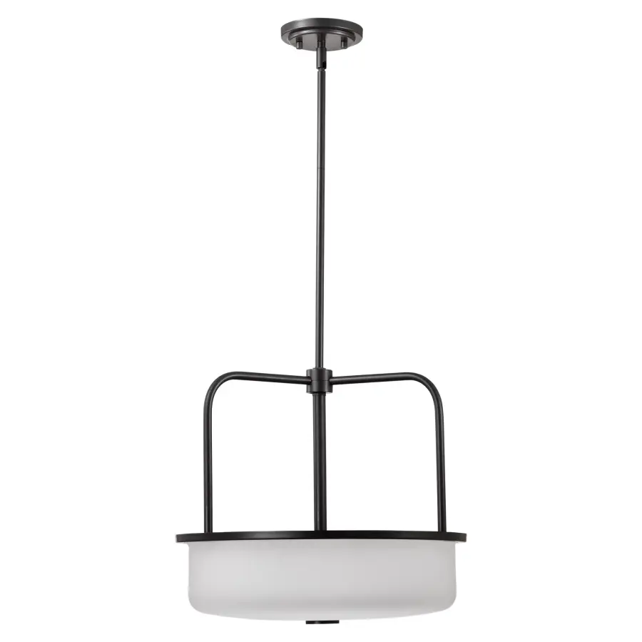 Warren 17" Pendant in Gun Metal with Satin White Glass - Image 5
