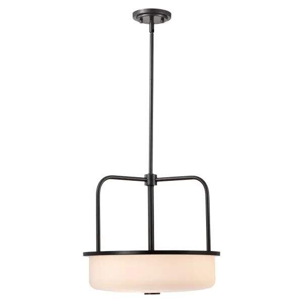 Warren 17" Pendant in Gun Metal with Satin White Glass - Image 6