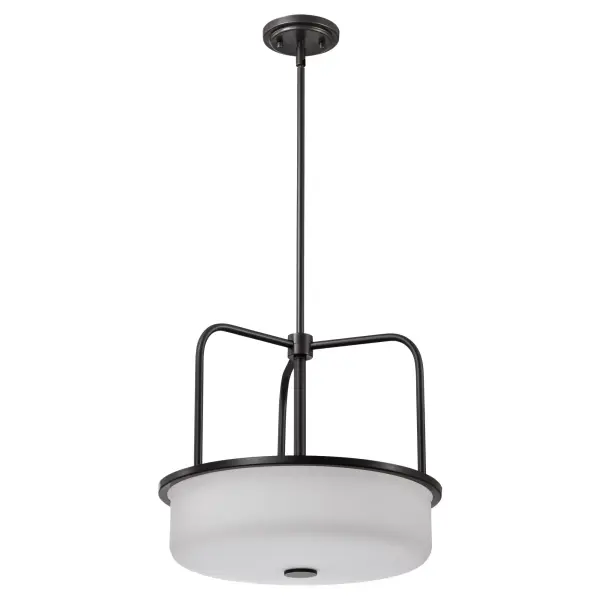 Warren 17" Pendant in Gun Metal with Satin White Glass - Image 7