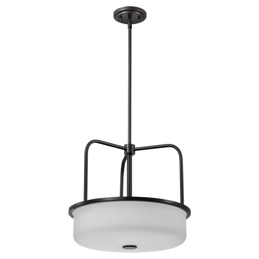 Warren 17" Pendant in Gun Metal with Satin White Glass - Image 7