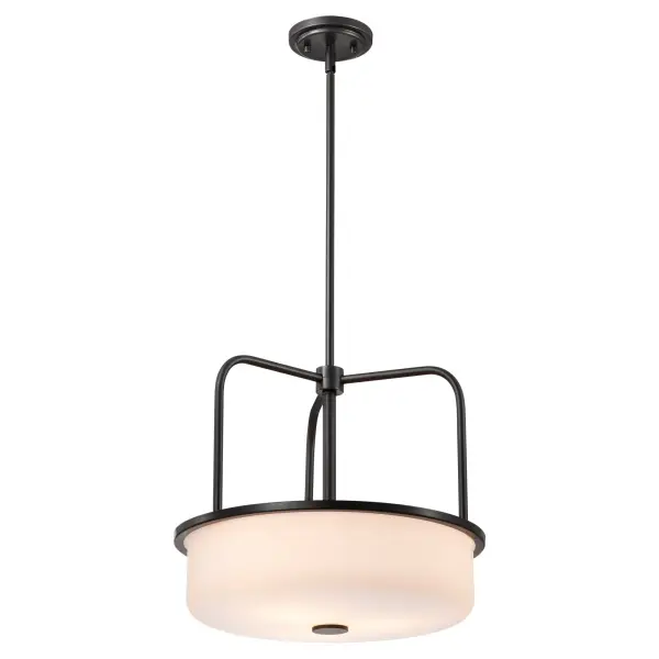 Warren 17" Pendant in Gun Metal with Satin White Glass - Image 8