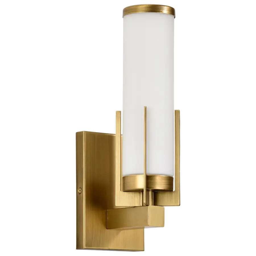 Roselle 1-Light Vanity in Natural Brass with White Glass - Image 1