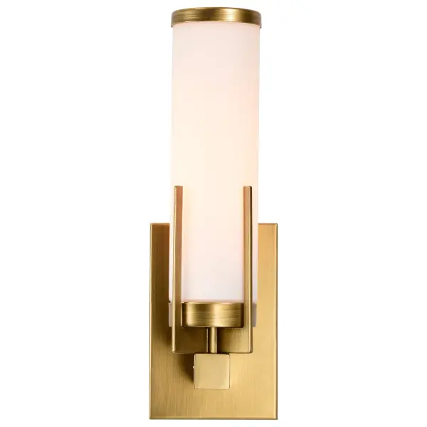 Roselle 1-Light Vanity in Natural Brass with White Glass - Image 12