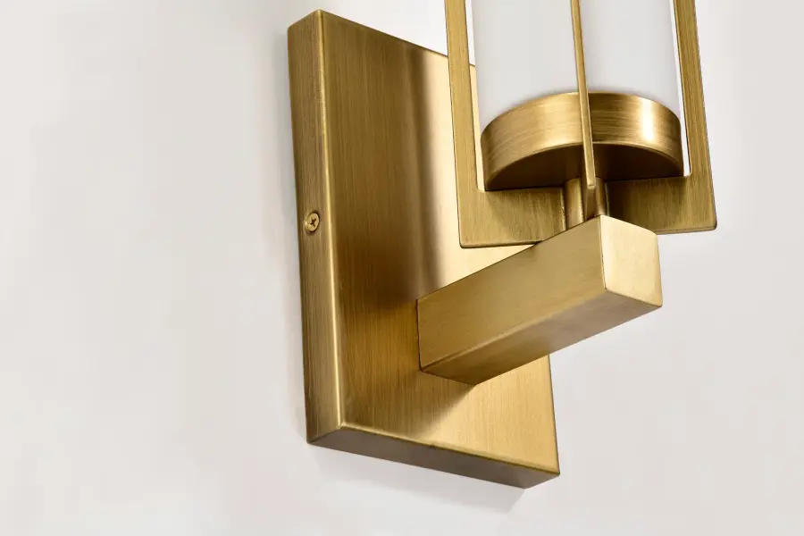 Roselle 1-Light Vanity in Natural Brass with White Glass - Image 15