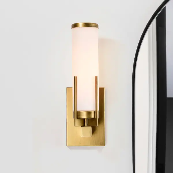 Roselle 1-Light Vanity in Natural Brass with White Glass - Image 3
