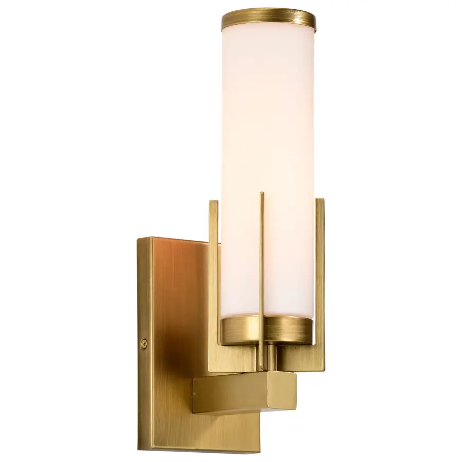Roselle 1-Light Vanity in Natural Brass with White Glass - Image 4