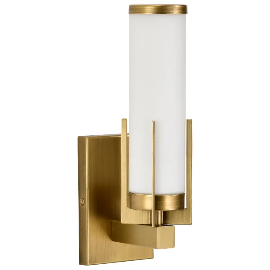Roselle 1-Light Vanity in Natural Brass with White Glass - Image 5