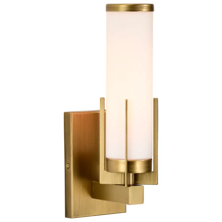 Roselle 1-Light Vanity in Natural Brass with White Glass - Image 6