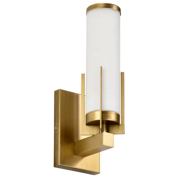 Roselle 1-Light Vanity in Natural Brass with White Glass - Image 7