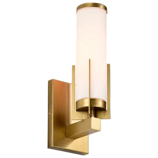 Roselle 1-Light Vanity in Natural Brass with White Glass - Image 8