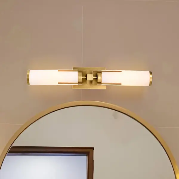 Roselle 2-Light Vanity in Natural Brass with White Glass - Image 3