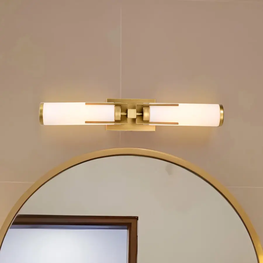 Roselle 2-Light Vanity in Natural Brass with White Glass - Image 3