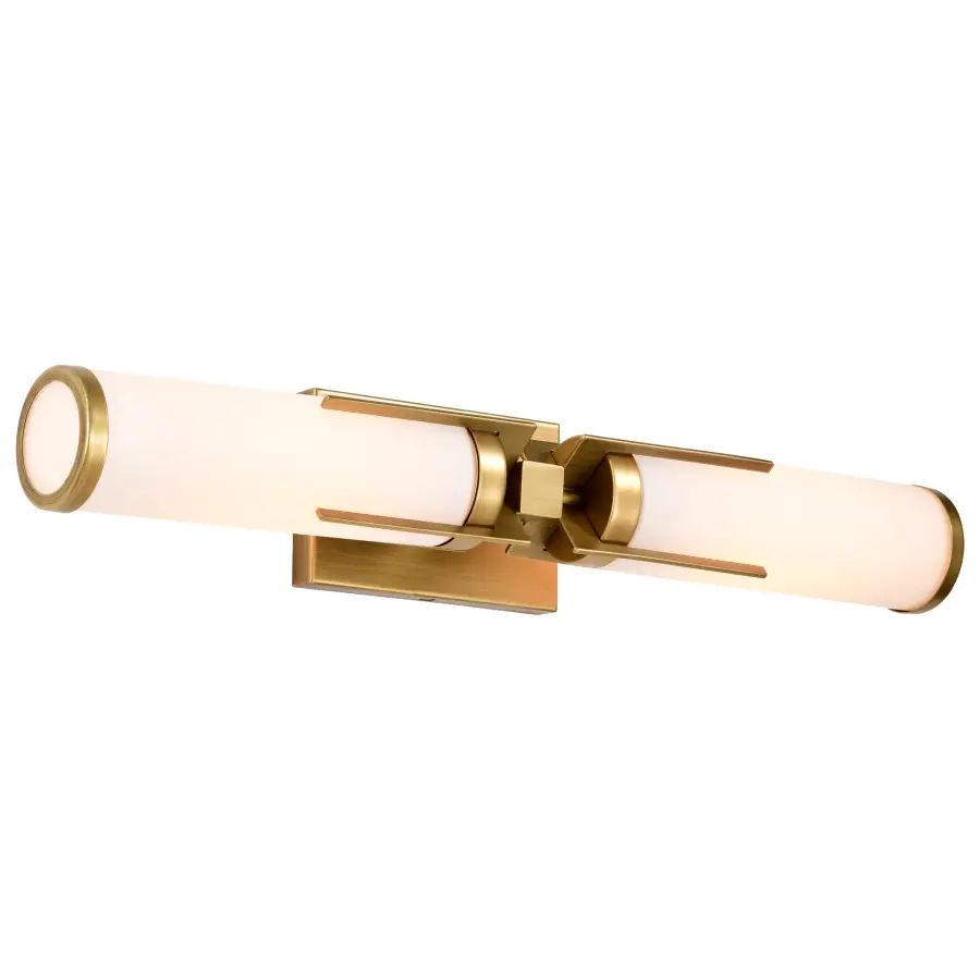 Roselle 2-Light Vanity in Natural Brass with White Glass - Image 4