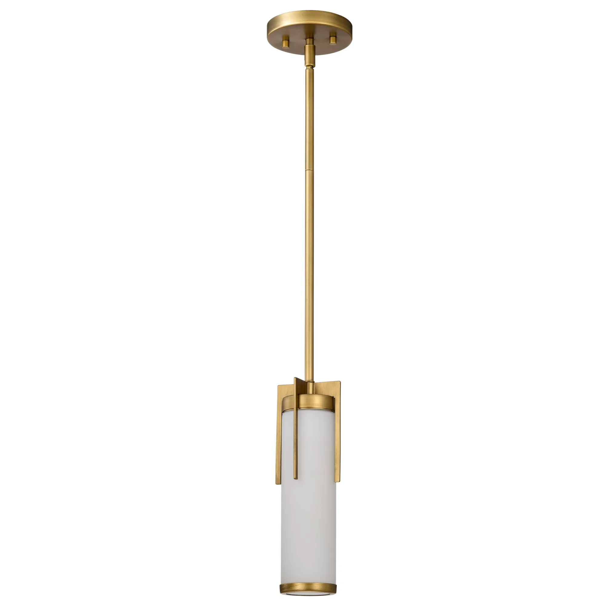 Roselle Mini Pendant in Natural Brass with White Glass