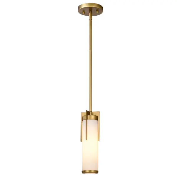 Roselle Mini Pendant in Natural Brass with White Glass - Image 4