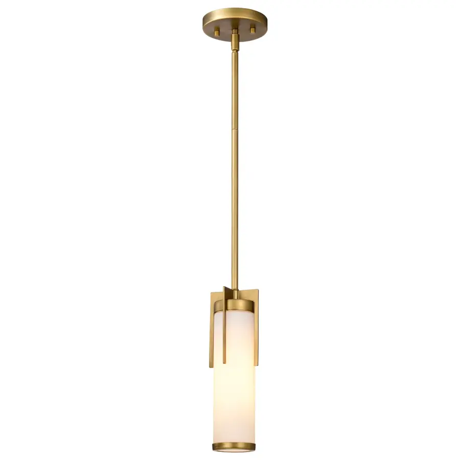 Roselle Mini Pendant in Natural Brass with White Glass - Image 4