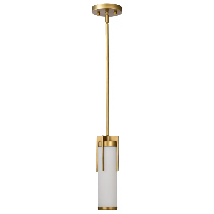 Roselle Mini Pendant in Natural Brass with White Glass - Image 5