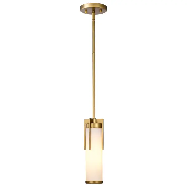 Roselle Mini Pendant in Natural Brass with White Glass - Image 6